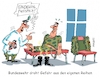 Cartoon: Fußpilz (small) by RABE tagged merz,union,kanzler,fritze,koalition,spd,klingbeil,bundesregierung,rabe,ralf,böhme,cartoon,karikatur,pressezeichnung,farbcartoon,tagescartoon,trump,putin,krisen,tv,nachrichten,bundeswehr,pistorius,reserve,reservisten,fußpilz,stiefel,arzt,gefahr