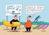 Cartoon: Streikwellenbrecher (small) by RABE tagged bahn,db,bahnkunden,fahrpreis,fahrpreiserhöhung,rabe,ralf,böhme,cartoon,karikatur,pressezeichnung,farbcartoon,tagescartoon,schnellzug,bahnticket,schlusslicht,passagiere,bahnreisende,puffer,streik,streikwelle,weselsky,lokführer,gdl,lufthansa,bodenpersonal,wellenbrecher,surfbrett,surfschule,surflehrer,meer,strand,wellenreiter