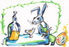 Cartoon: CREATIVE SUFFERING (small) by Kestutis tagged ostern,osterhase,easter,bunny,hare,animal,nature,egg,painting,cute,hase,artist,creative,suffering,rabbit,ei