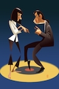 Cartoon: Twist contest (small) by spot_on_george tagged john,travolta,uma,thurman,pulp,fiction