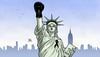 Cartoon: Muhammad Ali (small) by Harm Bengen tagged muhammad,ali,cassius,clay,boxer,sportler,usa,trauer,freiheitsstatue,liberty,boxhandschuh,harm,bengen,cartoon,karikatur