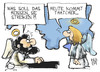 Cartoon: Thatcher kommt! (small) by Kostas Koufogiorgos tagged margaret,thatcher,eiserne,lady,petrus,himmel,streik,engel,karikatur,kostas,koufogiorgos